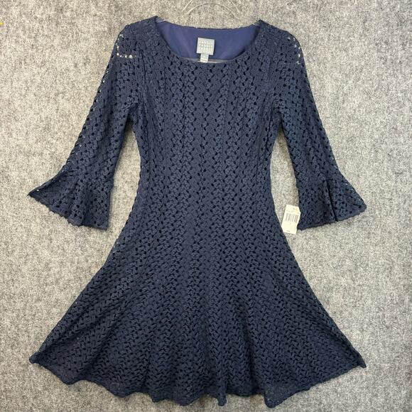 Rabbit Rabbit Rabbit Designs Womens Dress Size 6 Navy Fit and Flare - Picture 1 of 12